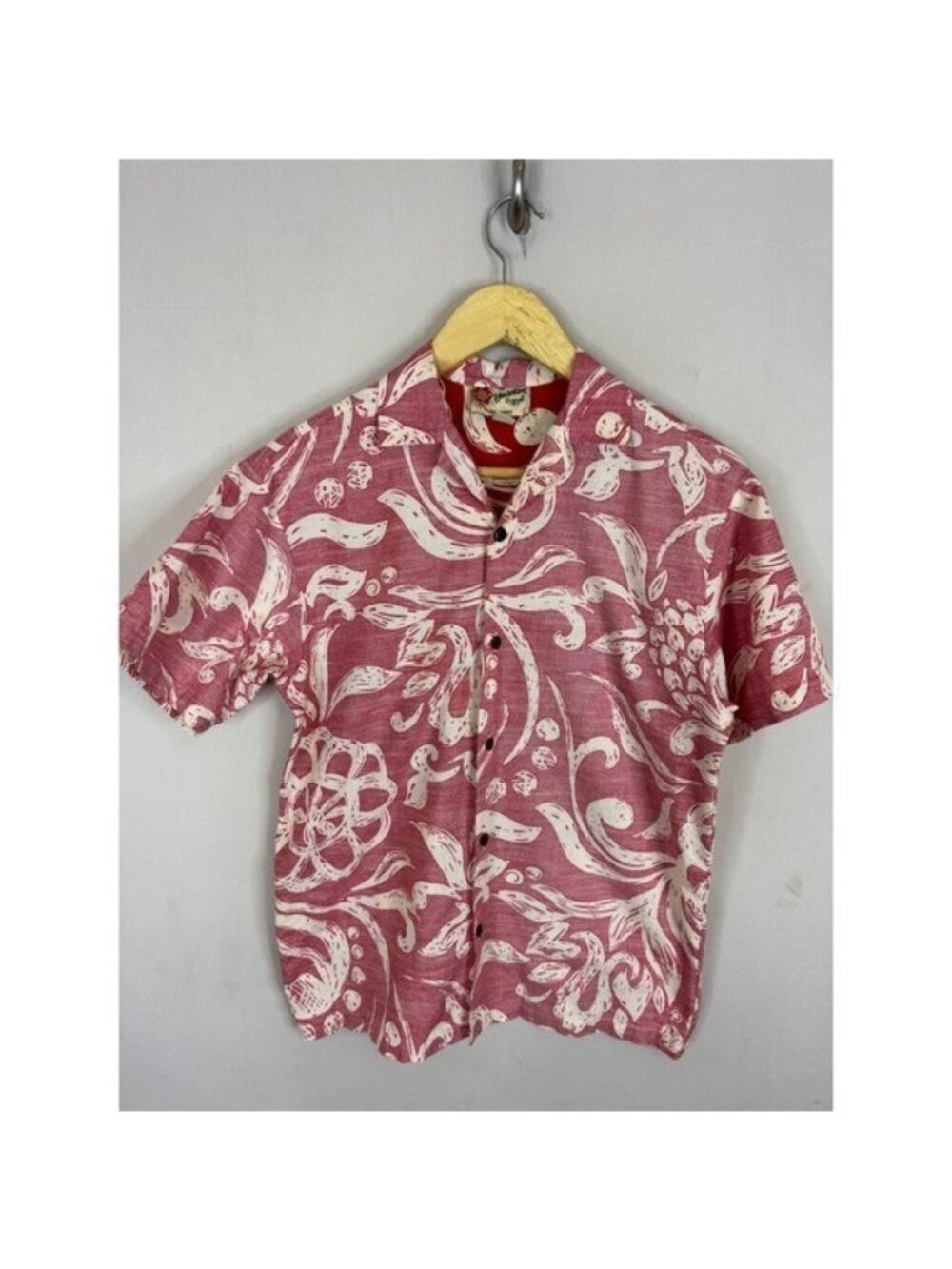 Hilo Hattie Vintage Reverse Prin tRed Floral Short Sleeve Button Shirt Women L